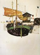 Egon Schiele Ships at Trieste oil painting artist